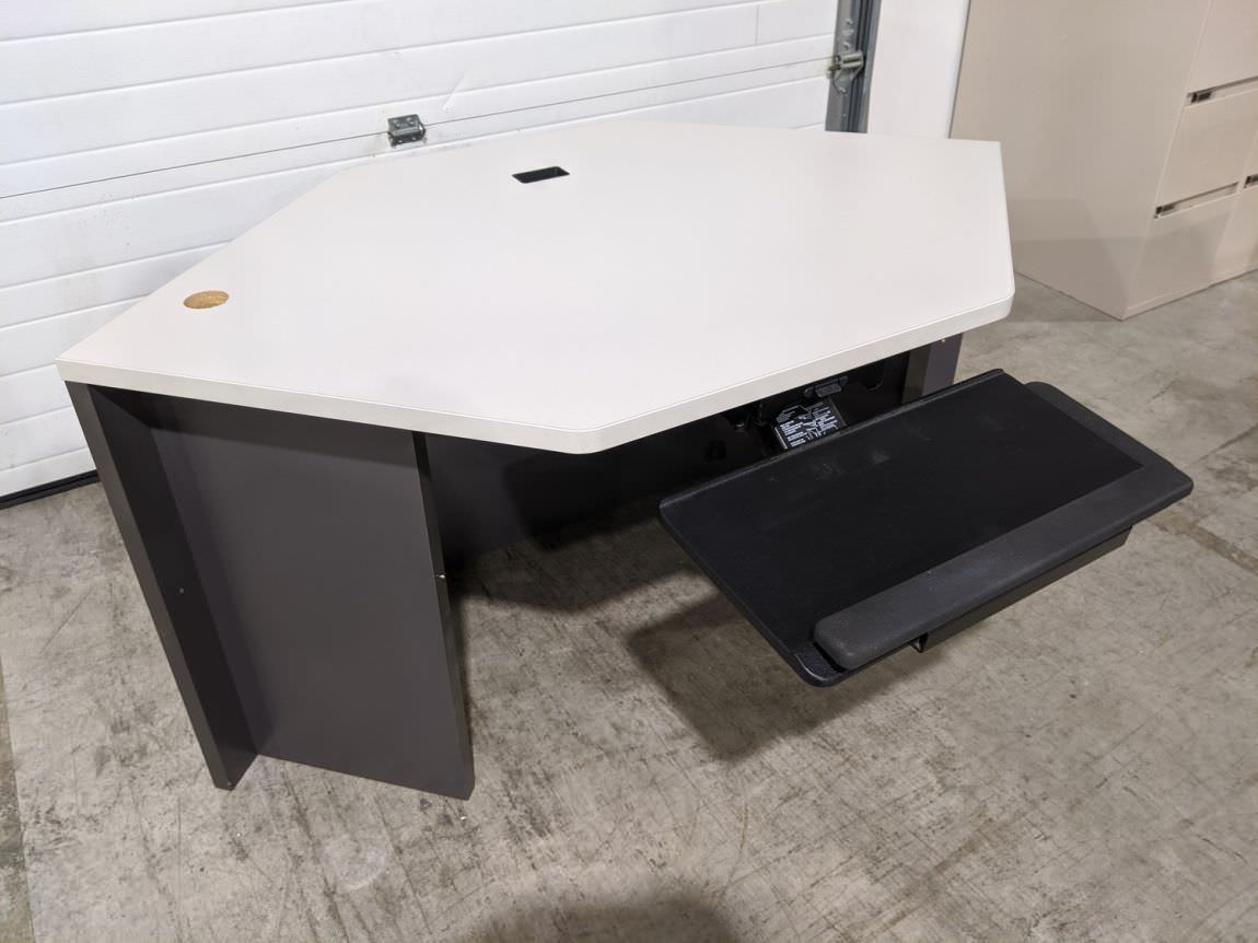 Putty Laminate Corner Desk with Keyboard Tray