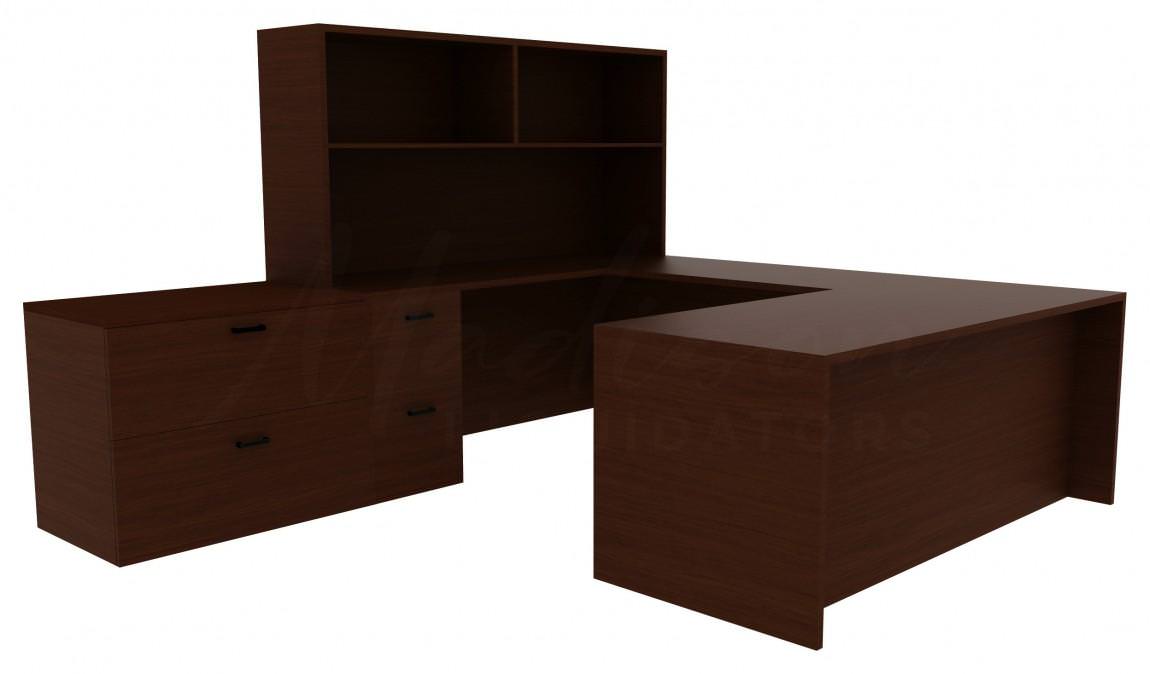 U Shaped Desk with Filing Cabinet