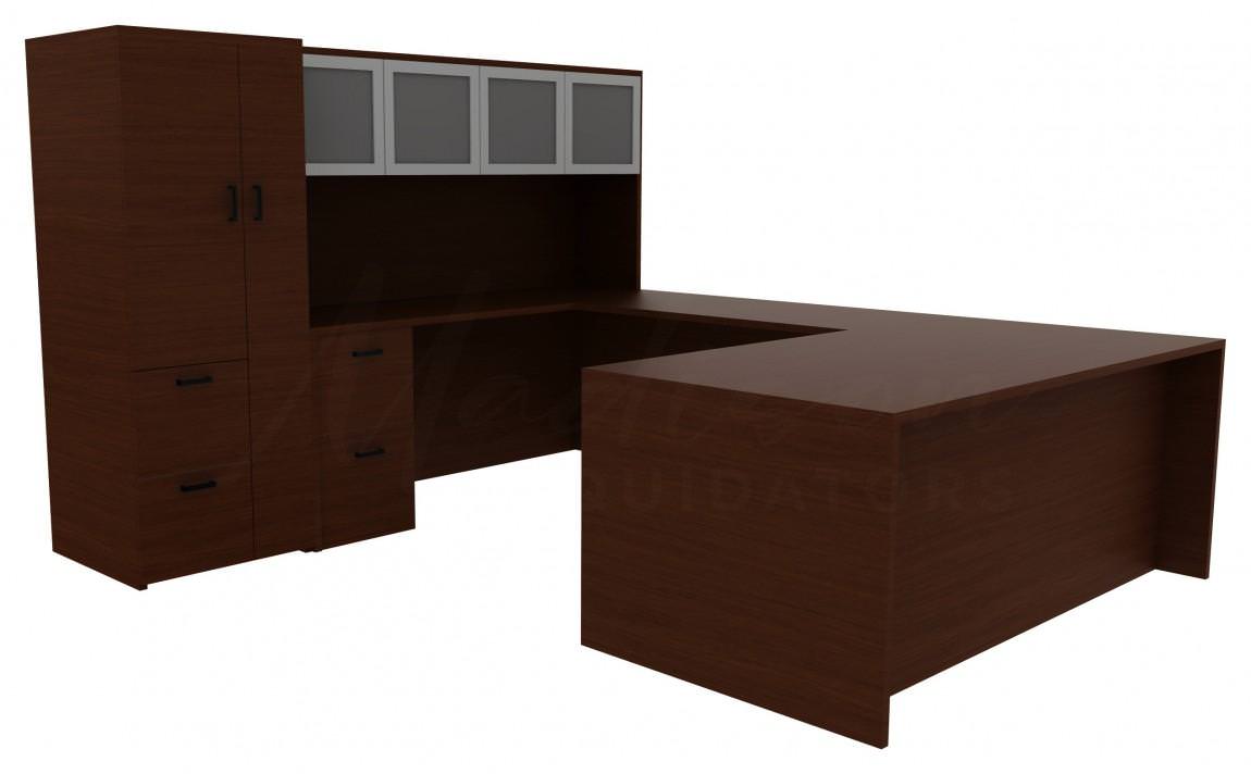 U-Shaped Office Desk with Hutch