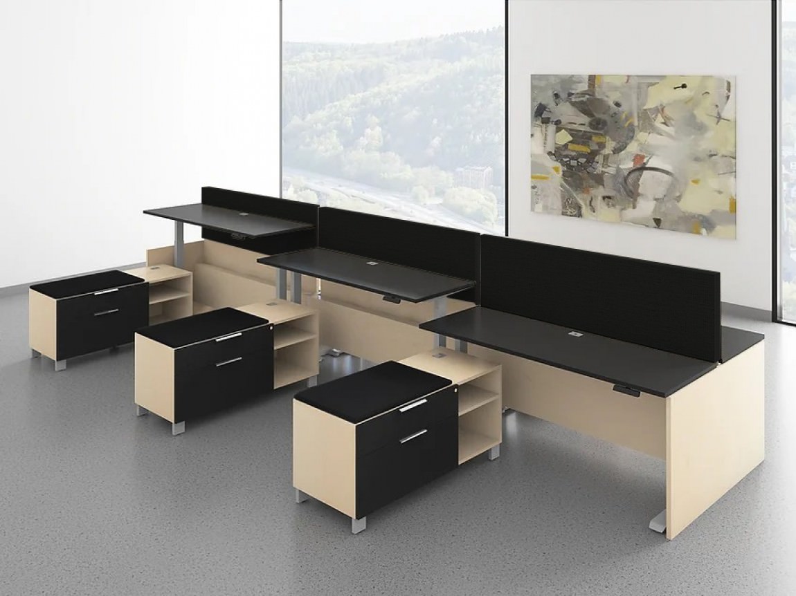 6 Person Height Adjustable Desk With Power