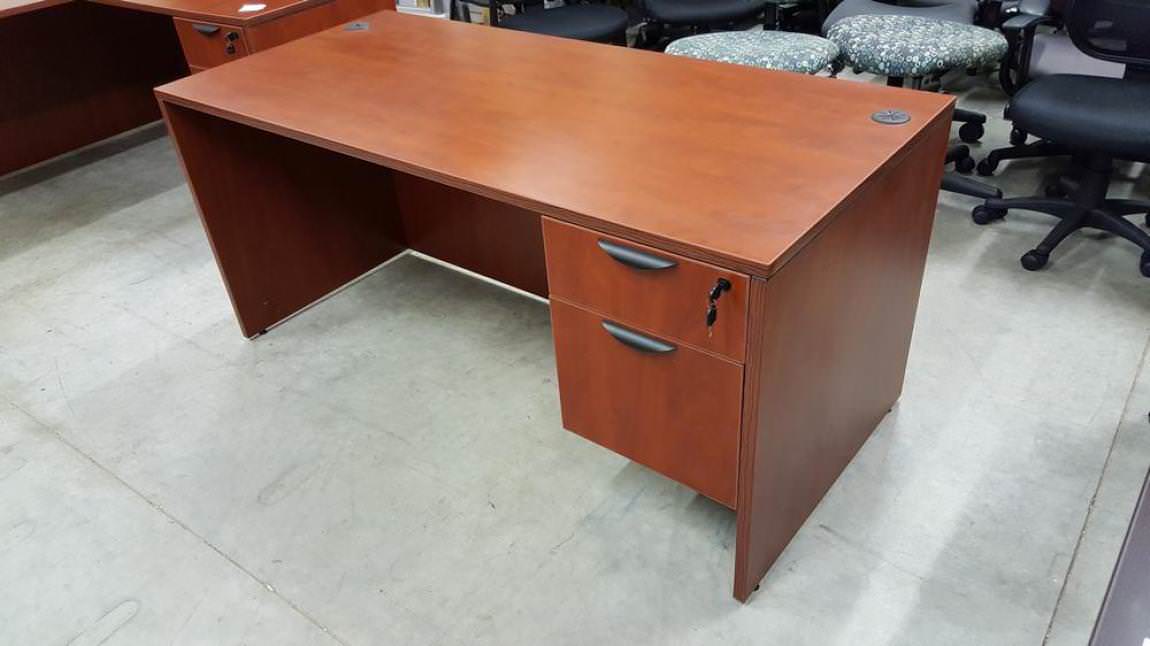 Cherry 65x30 Desk with Locking Drawers