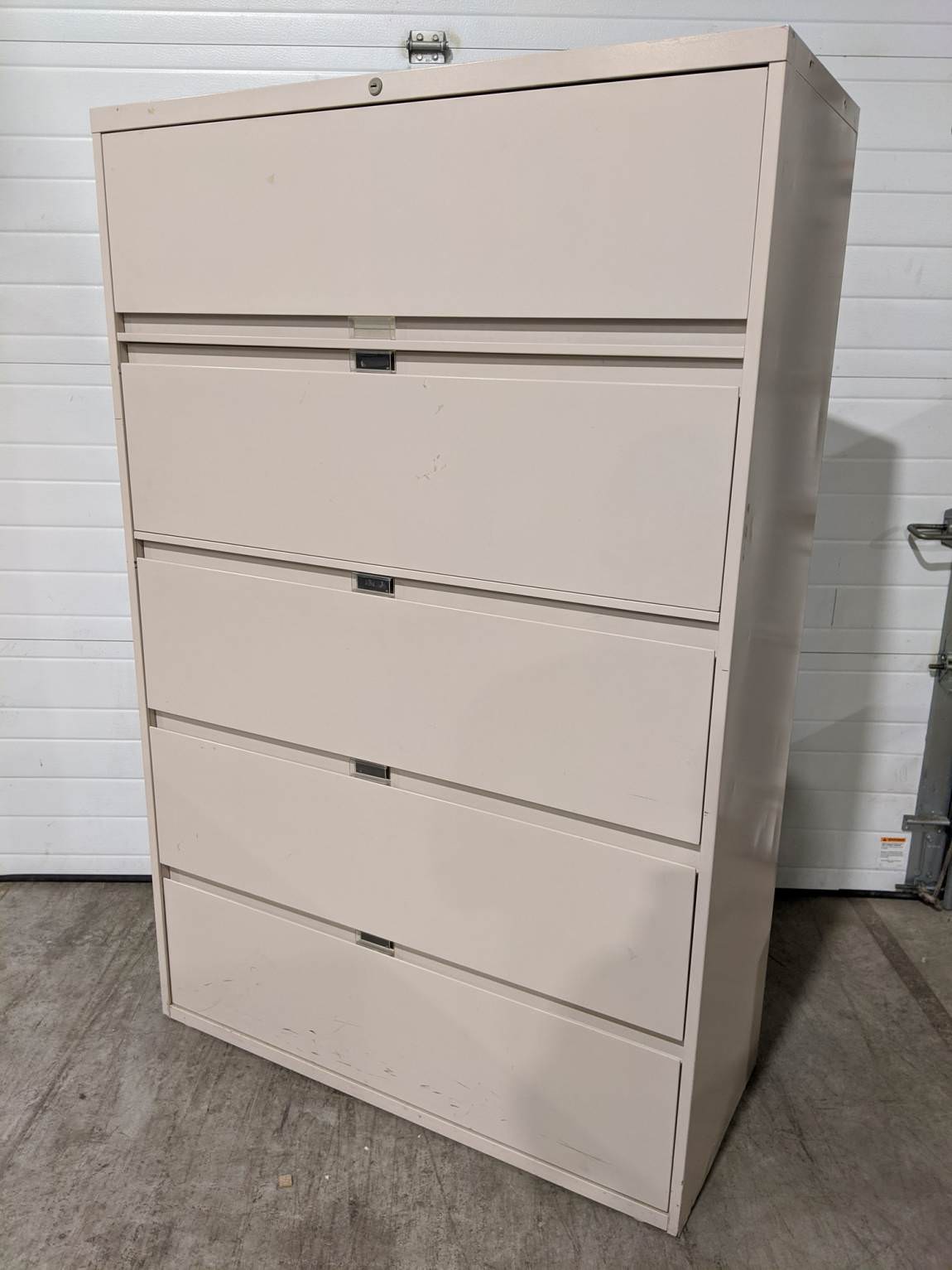 Putty Metal 5 Drawer Lateral Filing Cabinet – 42 Inch Wide