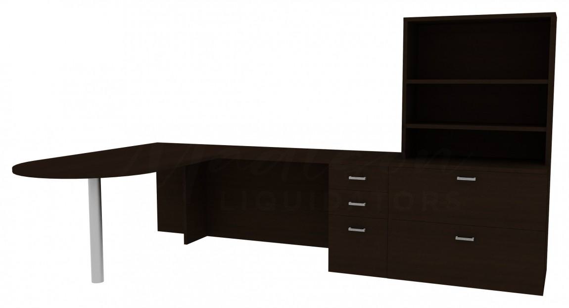 L Shaped Peninsula Desk with File Cabinet