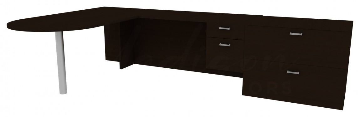 L Shape Peninsula Desk with File Cabinet