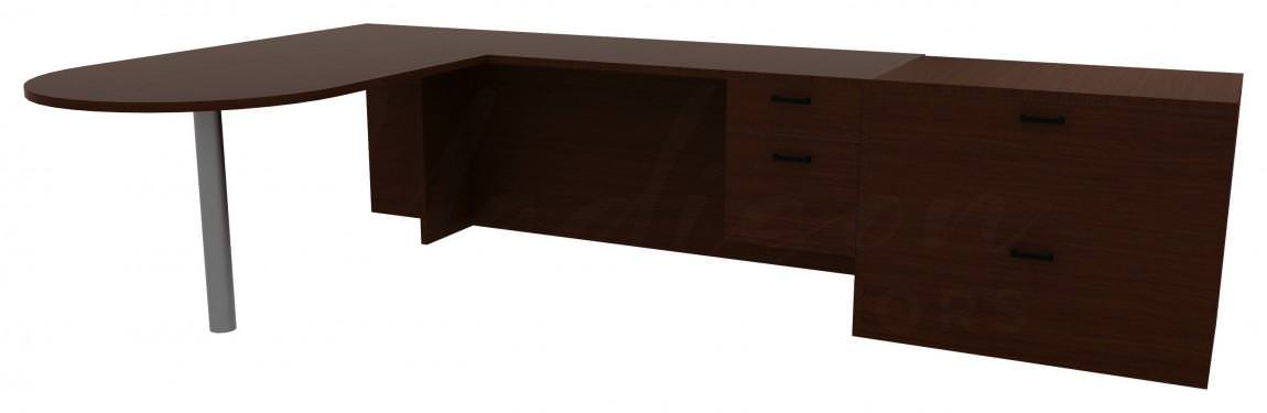 L Shape Peninsula Desk with File Cabinet