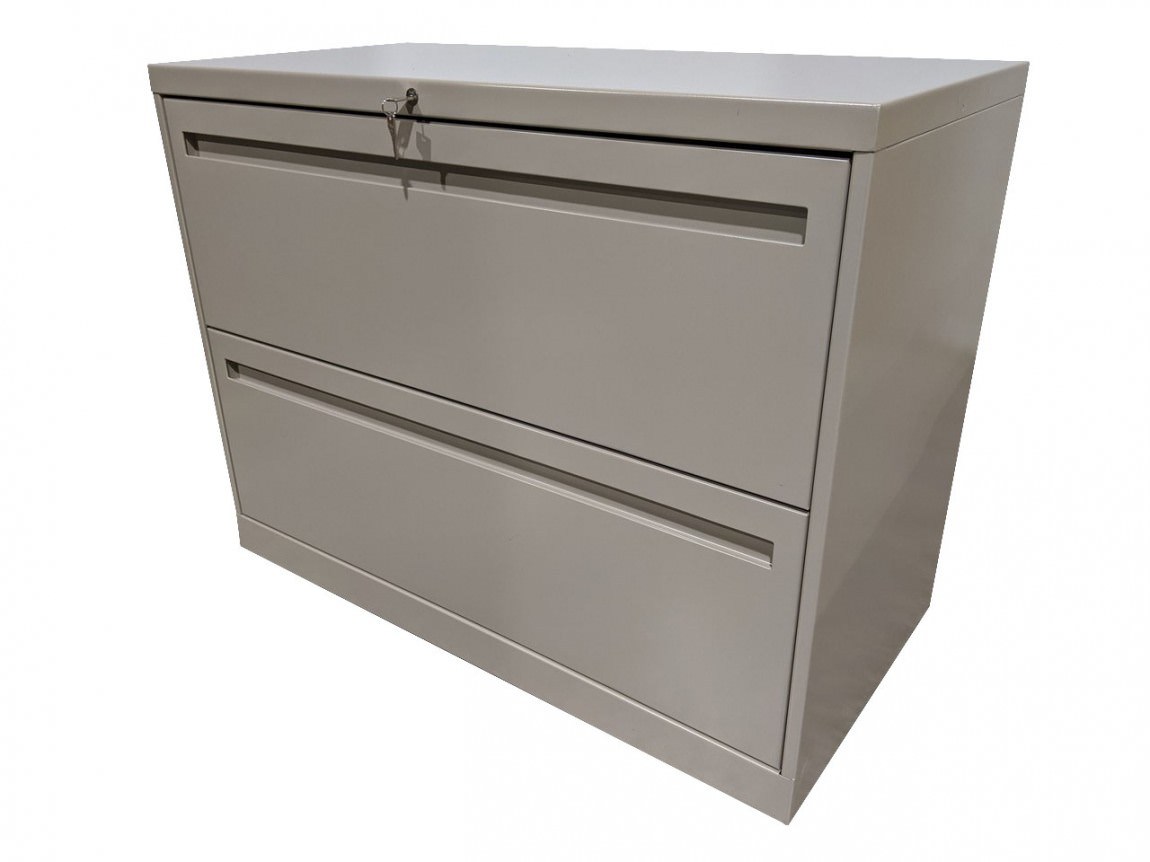 Tan Allsteel 2 Drawer Lateral Filing Cabinet 36 Inch Wide By