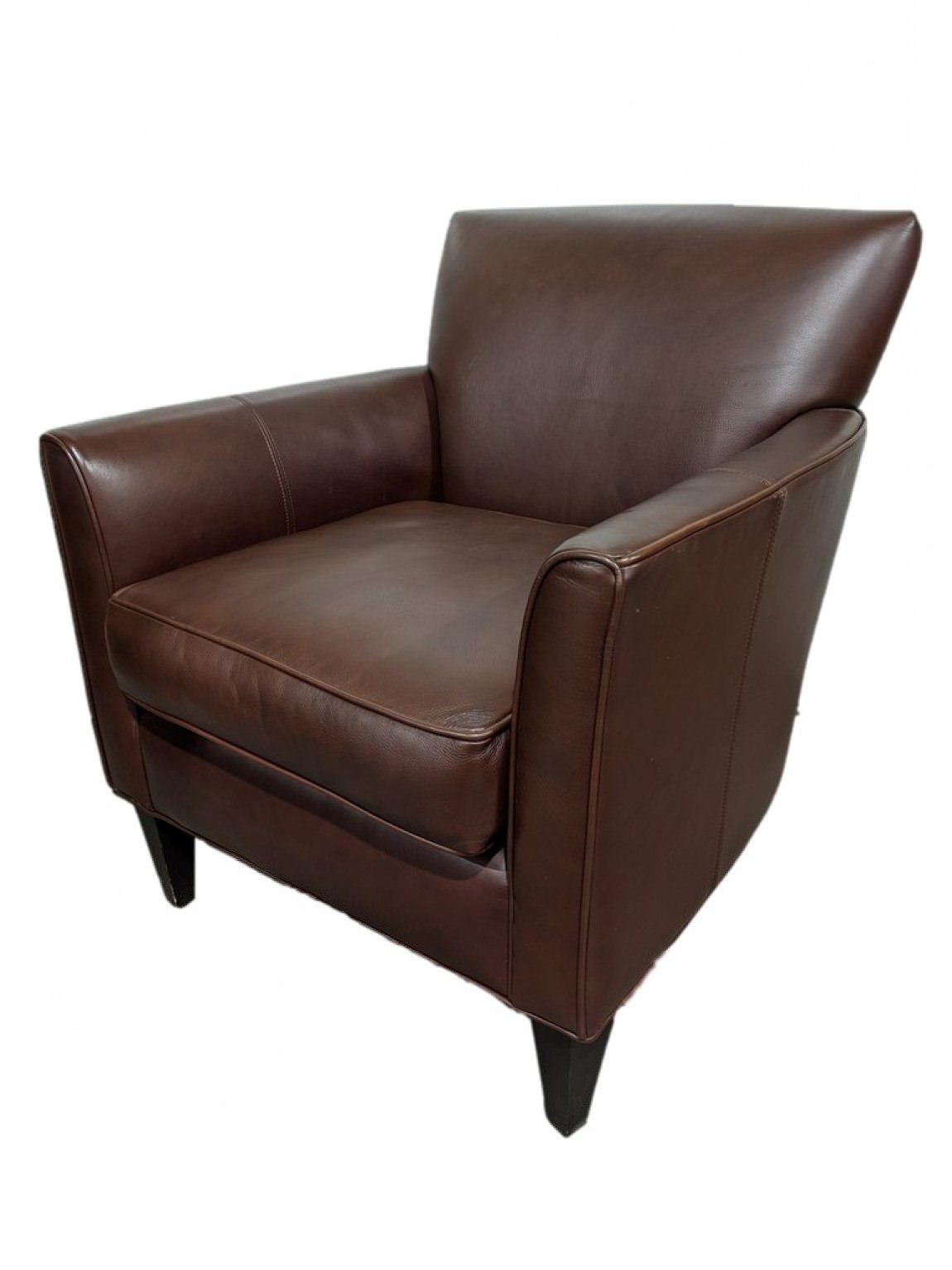 Brown Club Chair with Solid Wood Feet
