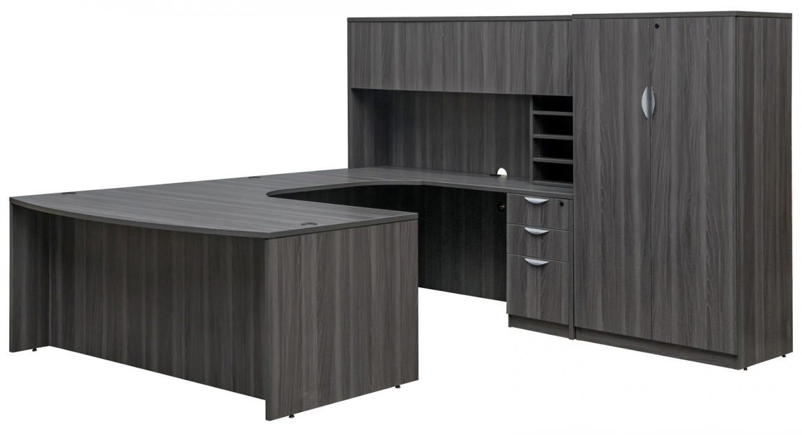 Executive U shaped Desk With Hutch And Storage