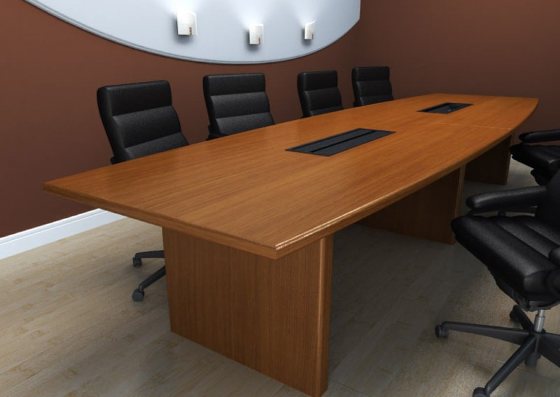 Boat Shaped Conference Table with Power