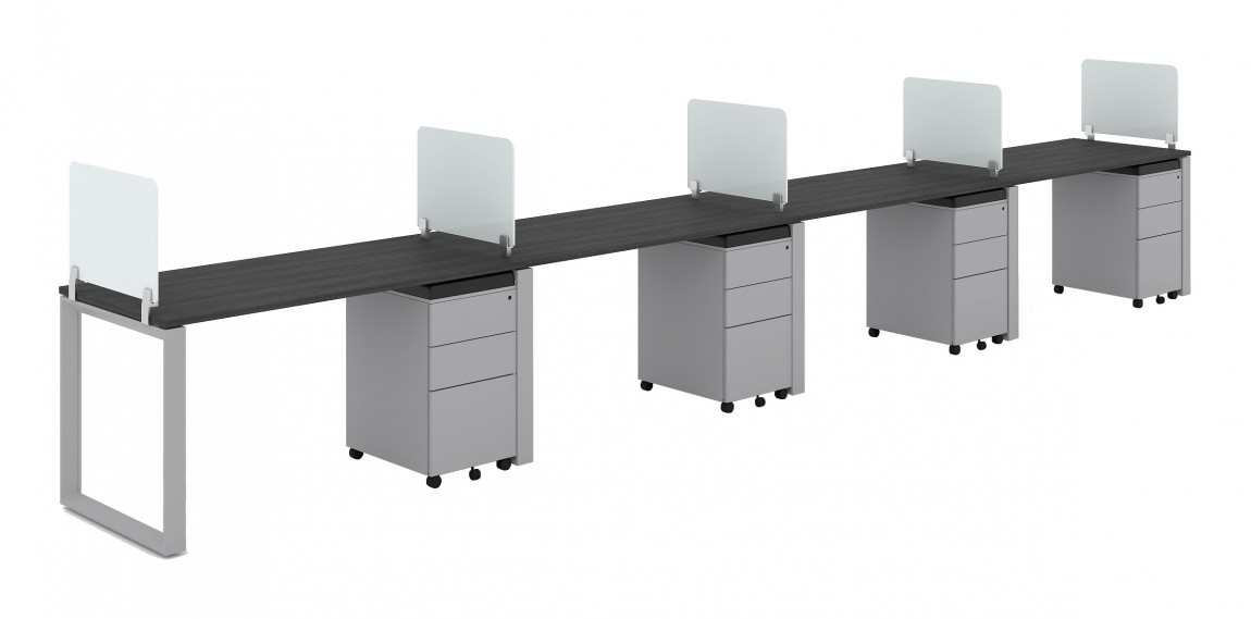 4 Person Workstation With Dividers