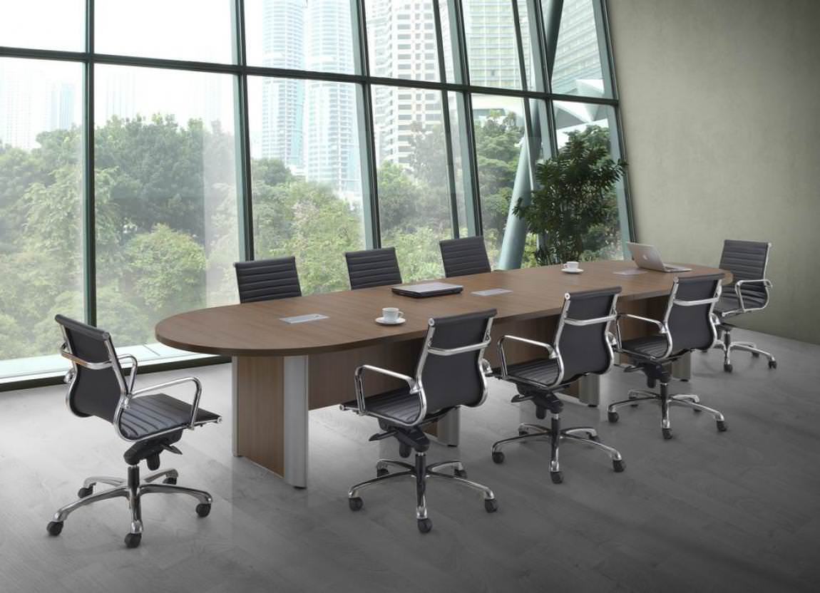 PL Laminate Racetrack Conference Table with Silver Leg Accents