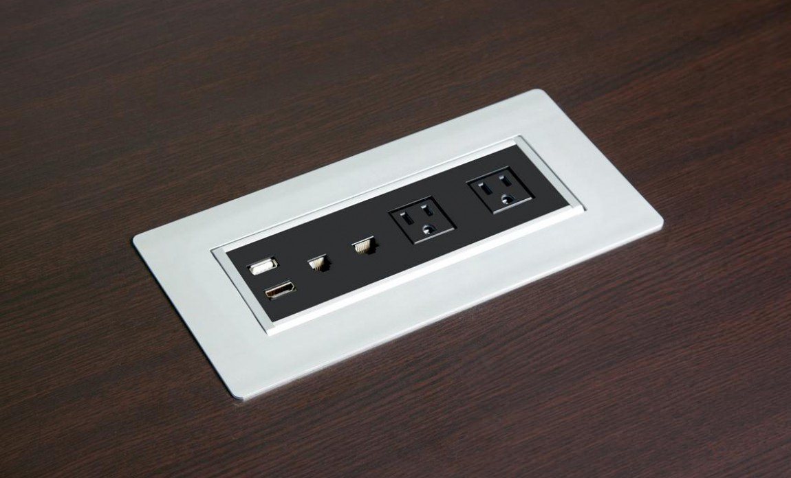 conference table with power outlets
