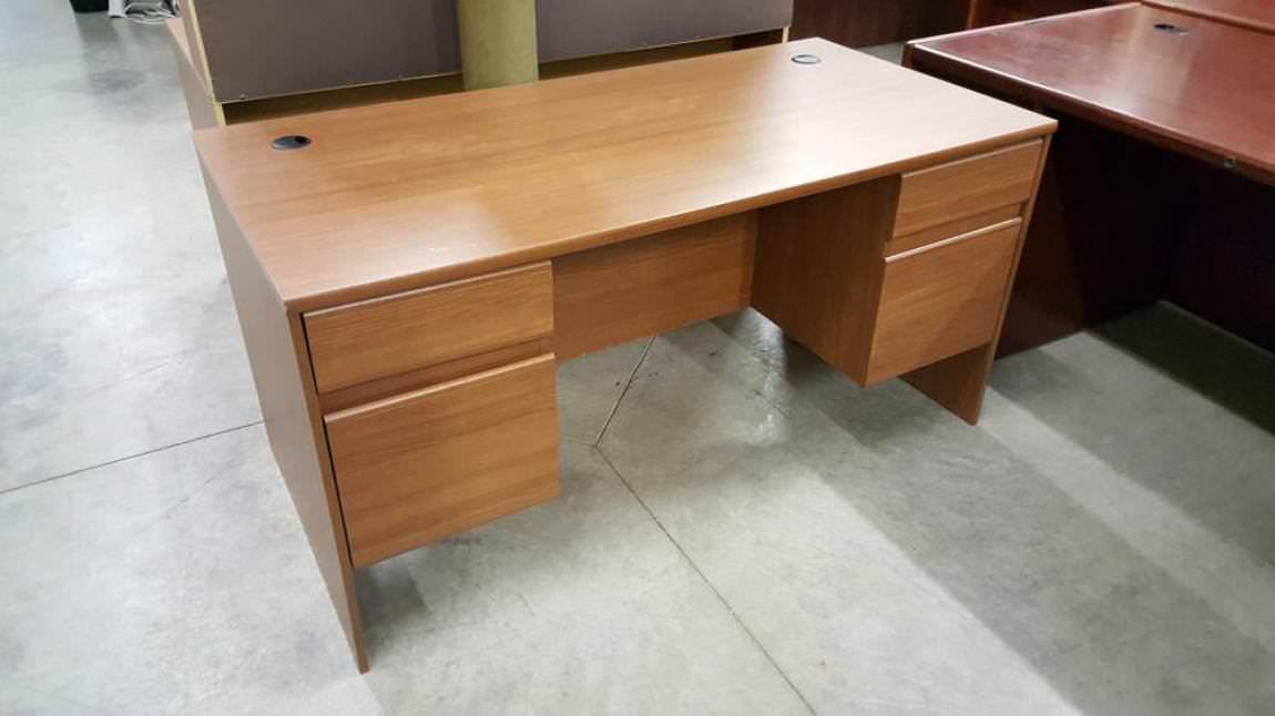 Honey 59.5 x 29.5 x 30 Straight Desk with Hanging Drawers