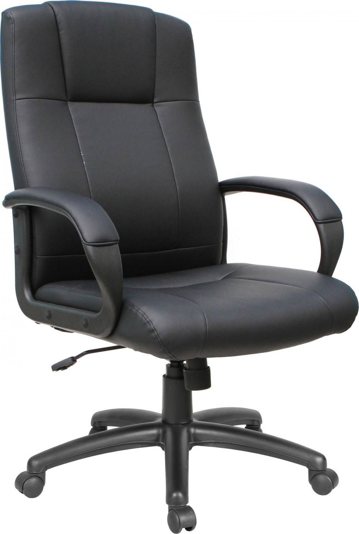 High-Back Black Management Chair with Upholstered Arm Caps