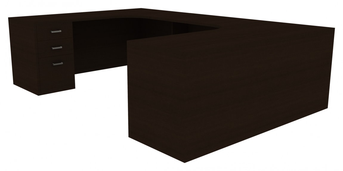 Park Walnut U Shaped Desk | Amber by Cherryman