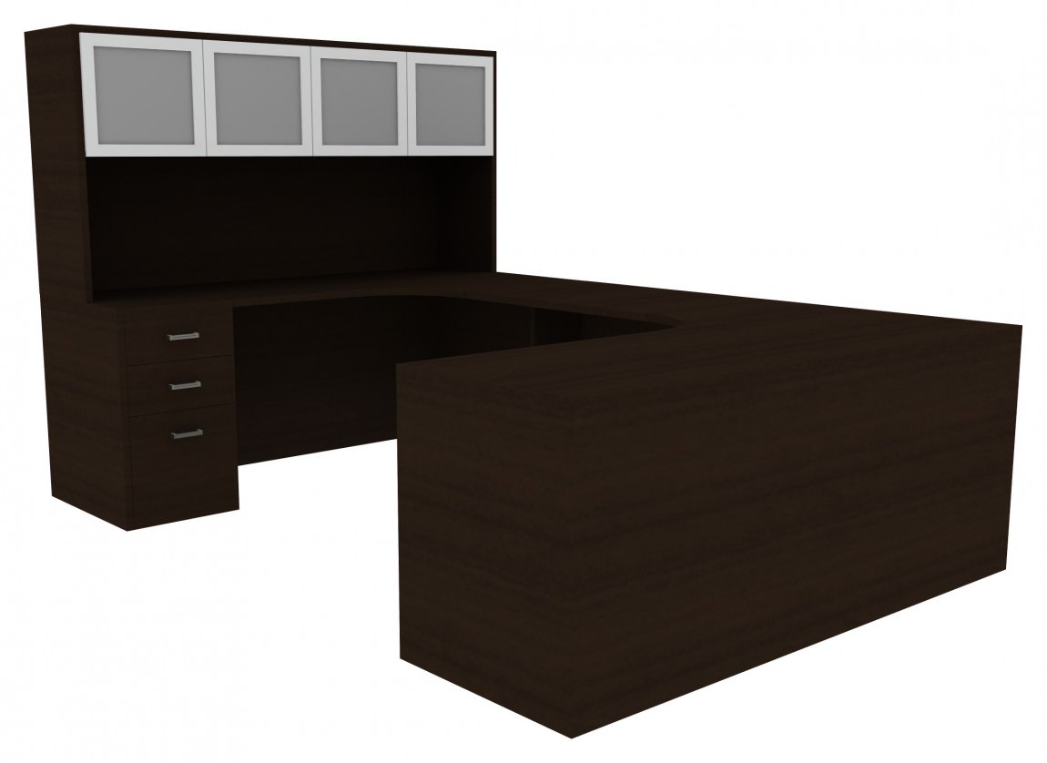 Park Walnut U Shaped Desk | Amber by Cherryman