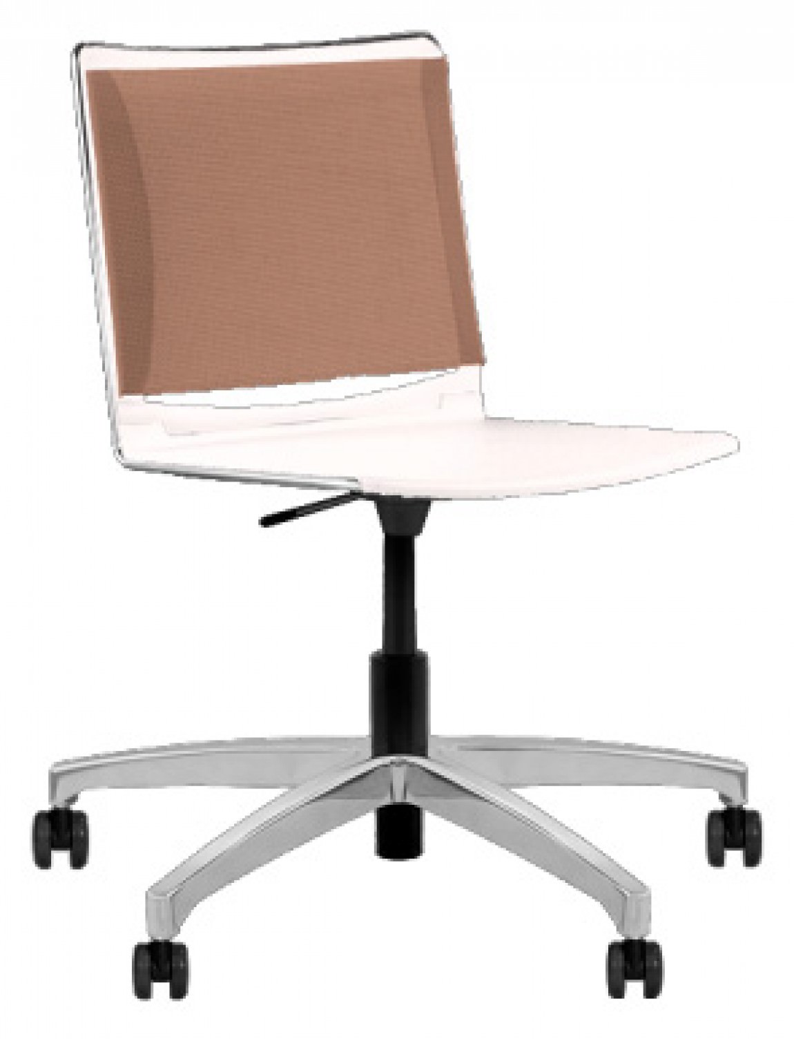 Armless Copper Mesh Office Task Chair w/ White Poly Seat