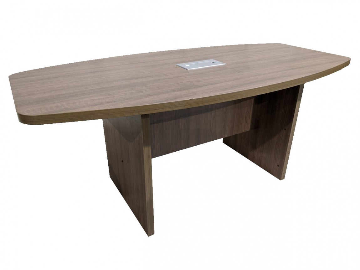 6 FT Modern Walnut Boat Shaped Conference Table