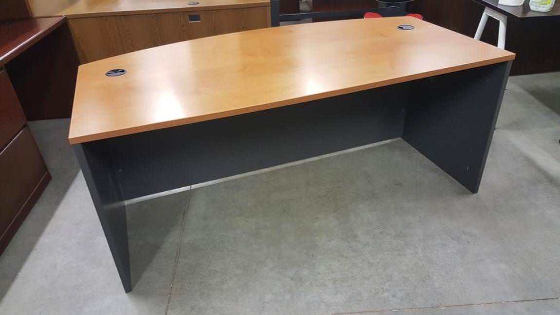 Bow Front Two-Tone Laminate Desk