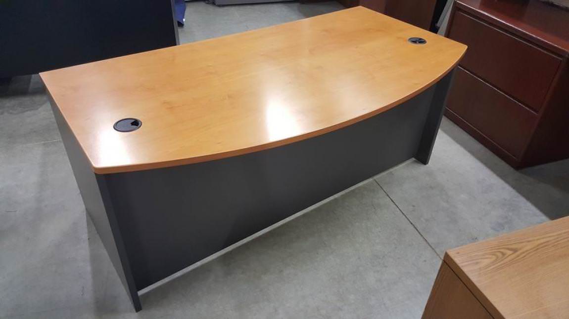 Bow Front Two-Tone Laminate Desk