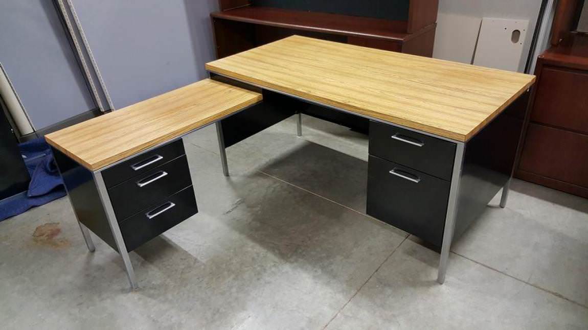 5 Drawer L Shaped Metal Desk - 60x30 / 36x18