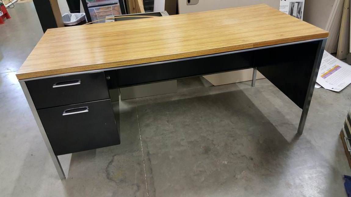 Straight 66x30 Metal Desk with 2 Drawers
