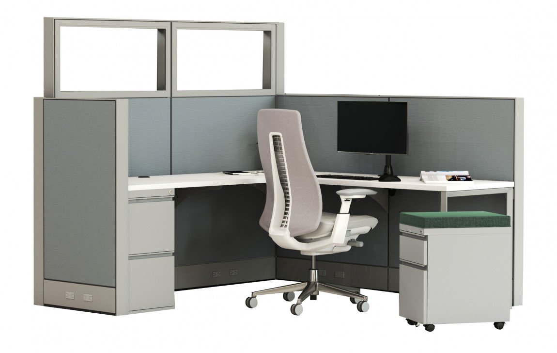 Modern Office Cubicle Workstation Desk with Drawers - EZCube Plus by RSI  Systems Furniture | Madison Liquidators