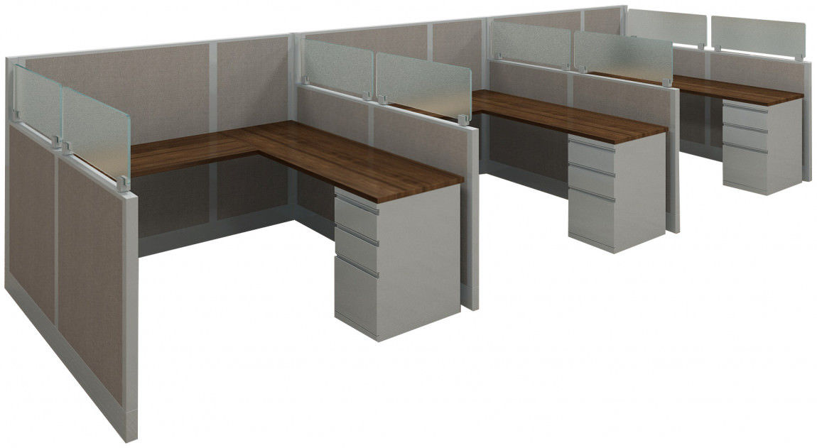 3 Person Office Cubicle Desk System - EXP Panel System by Express Office  Furniture | Madison Liquidators