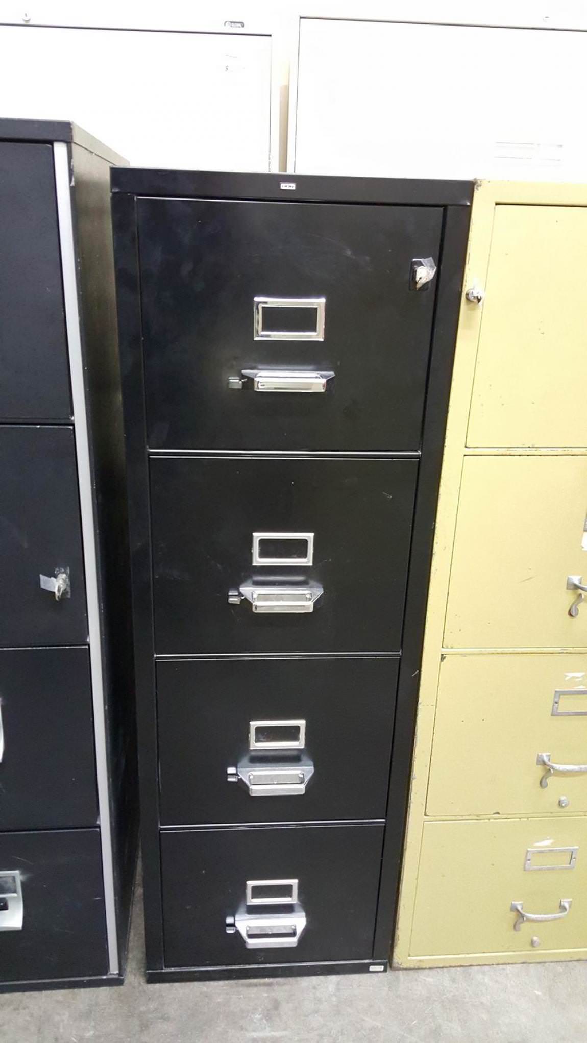 498 Hon 4 Drawer Black Fireproof Locking File Cabinet 1 