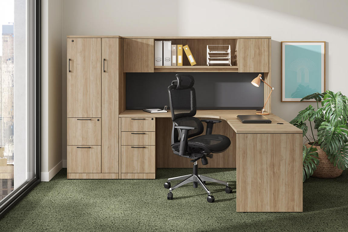 5234 L Shaped Desk With Storage And Hutch 1 