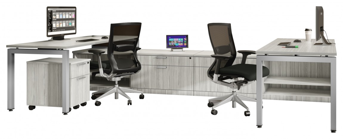 Two Person Desk with Side Storage