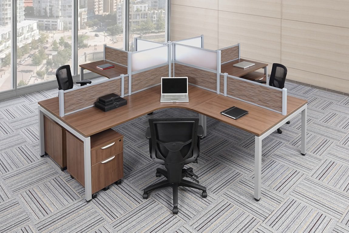 Silver 2 Person Office Desk with Drawers and Overhead Storage 144 x 72 x  30 - Elements by Harmony Collection