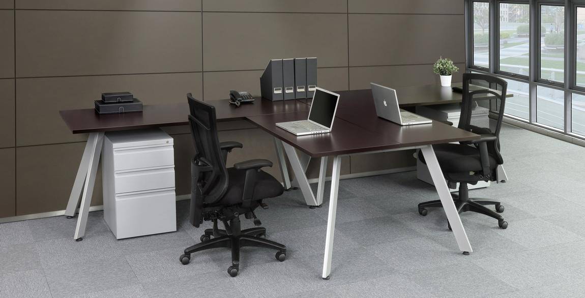 Contemporary Office Desk with Thick Acrylic Cabinet Support Legs