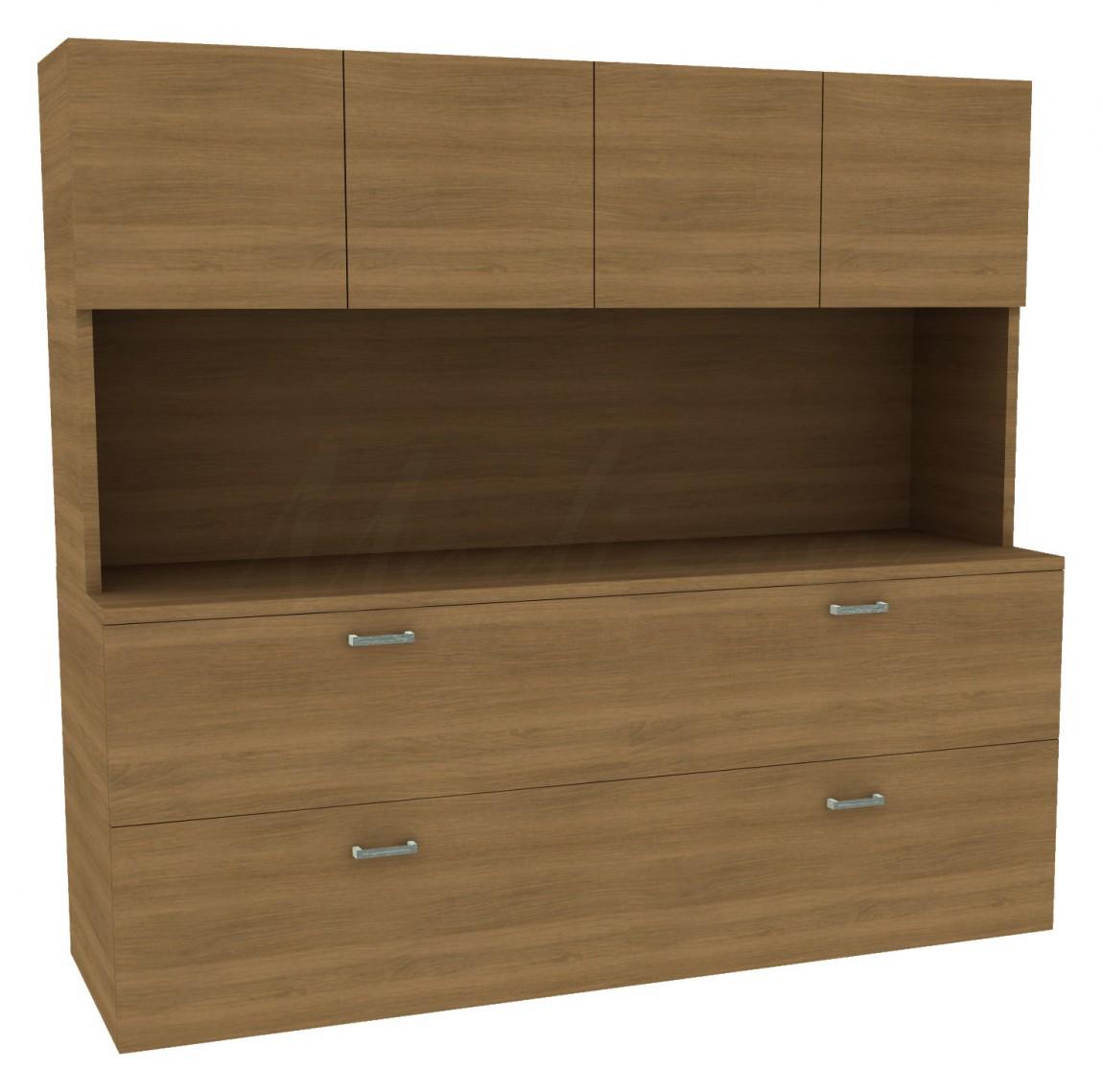 Double Lateral File Credenza with Hutch