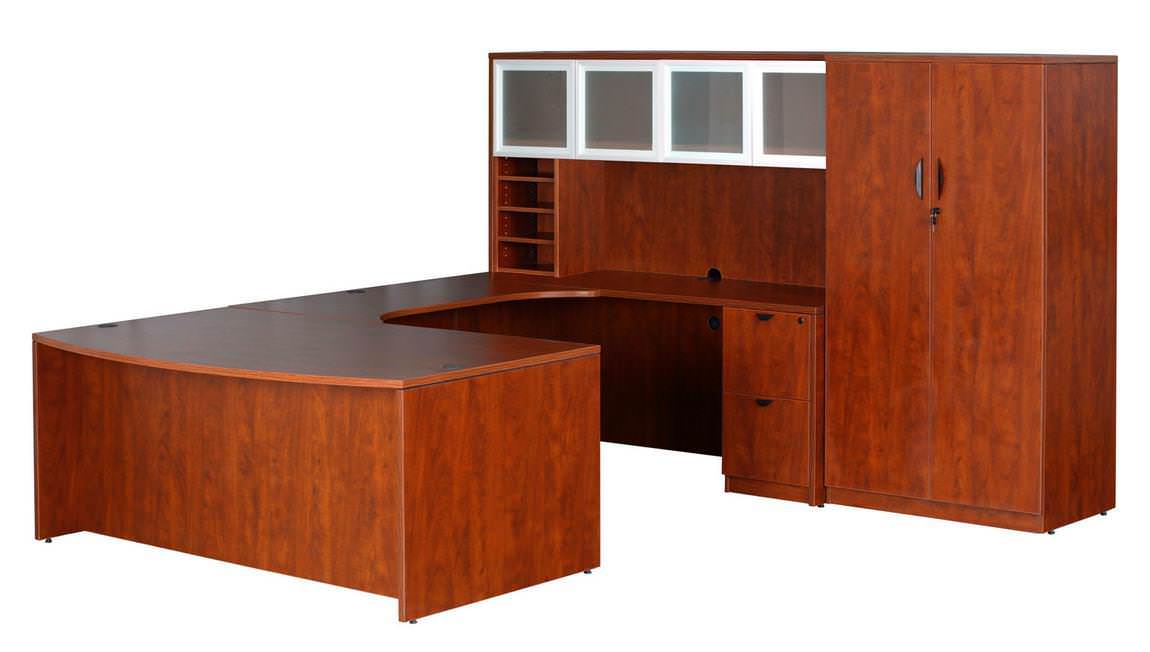 Executive U Shape Desk with Large Storage Cabinet