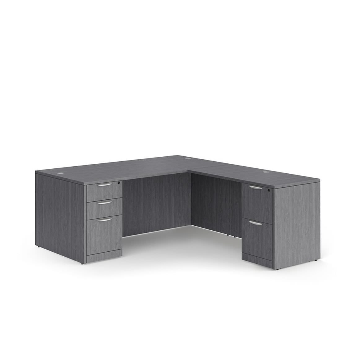 Newport Gray L Shaped Desk with Drawers PL Laminate by Harmony Collection