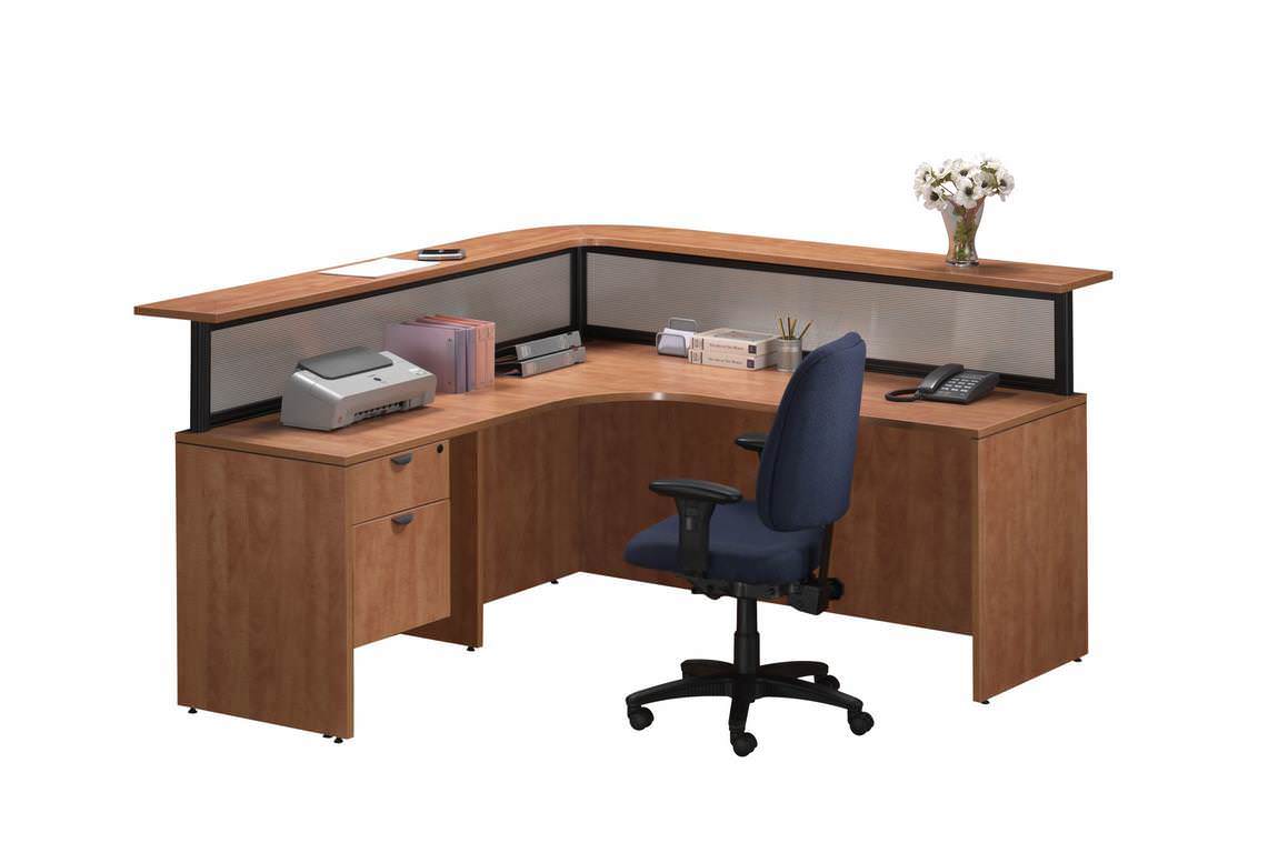 Modern L Shape Reception Desk with Hanging Drawers