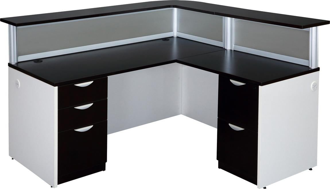 L Shaped Reception Desk With Drawers, Modern Office Furniture Receptionist Desktop