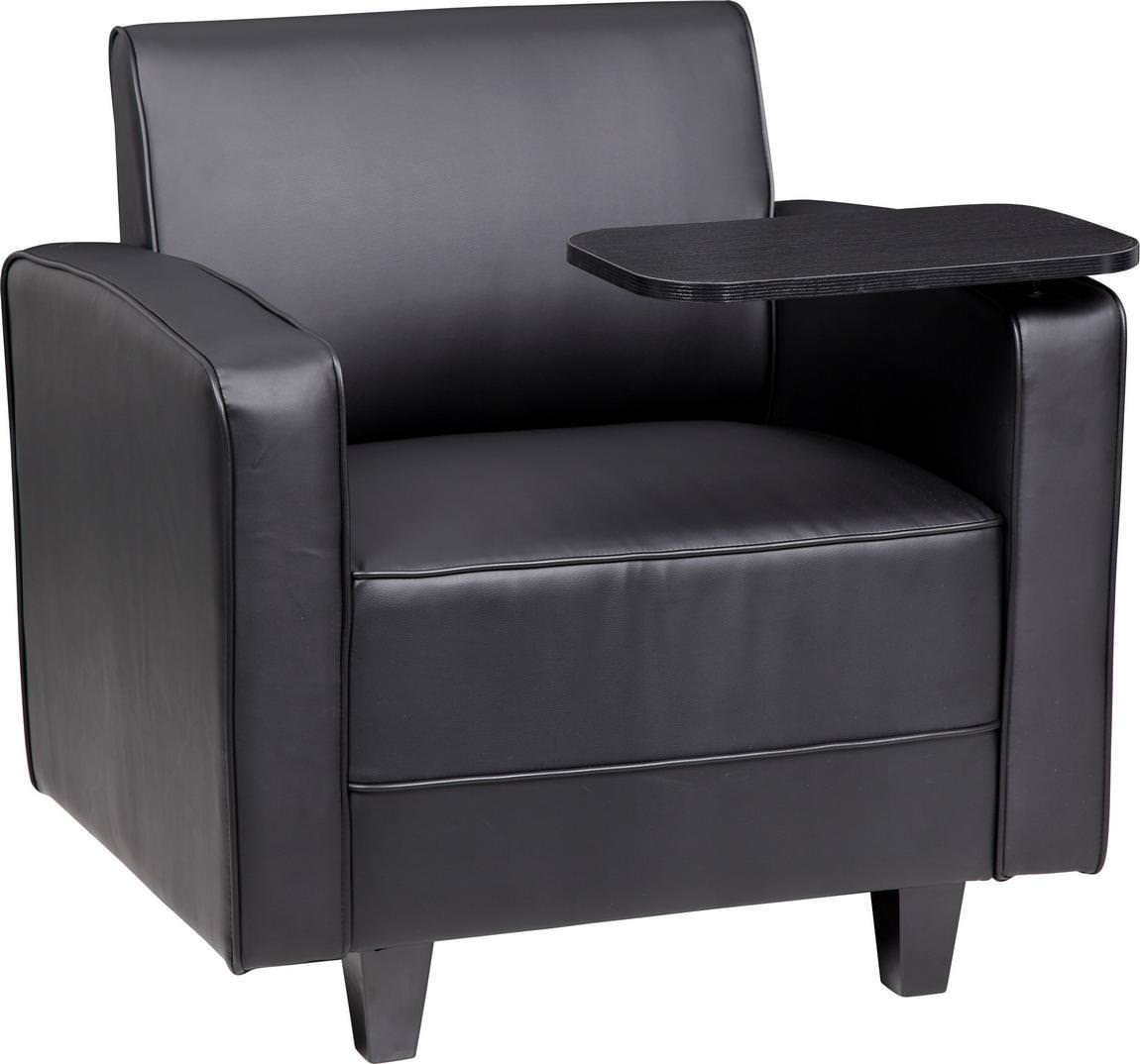 Black Reception Club Chair with Tablet Arm
