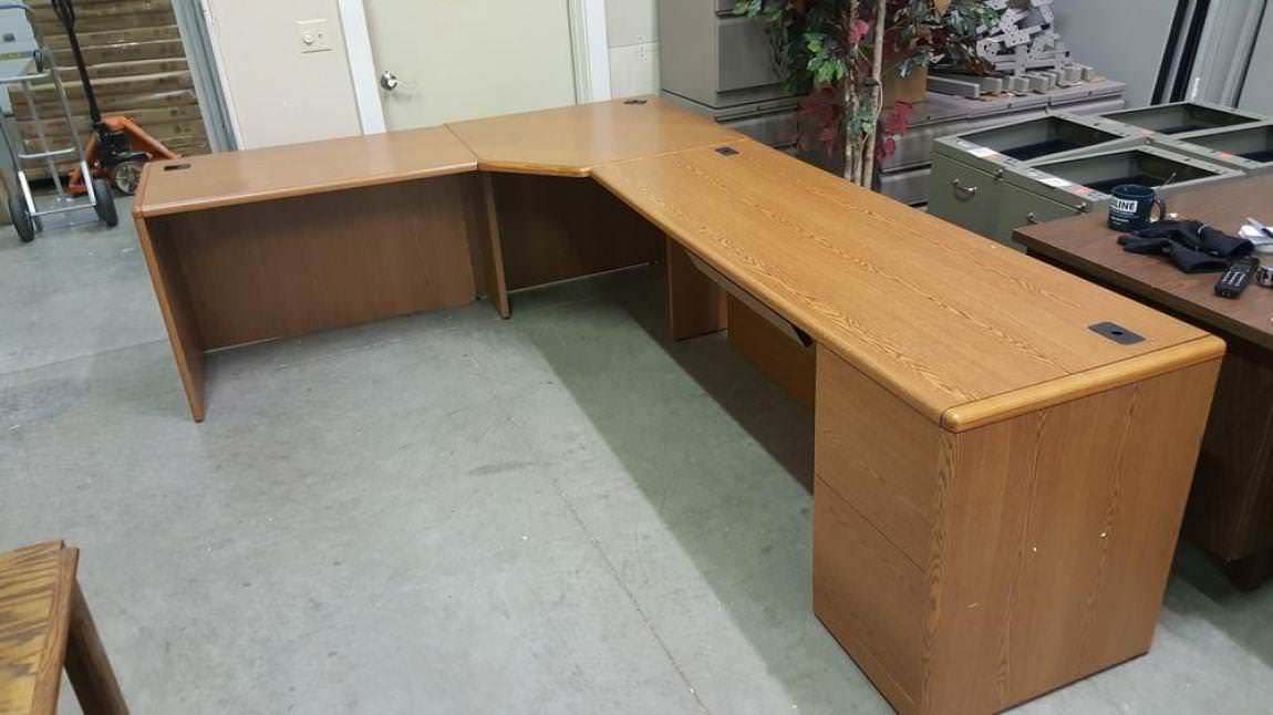 Large L Shaped Corner Desk with Drawers by HON
