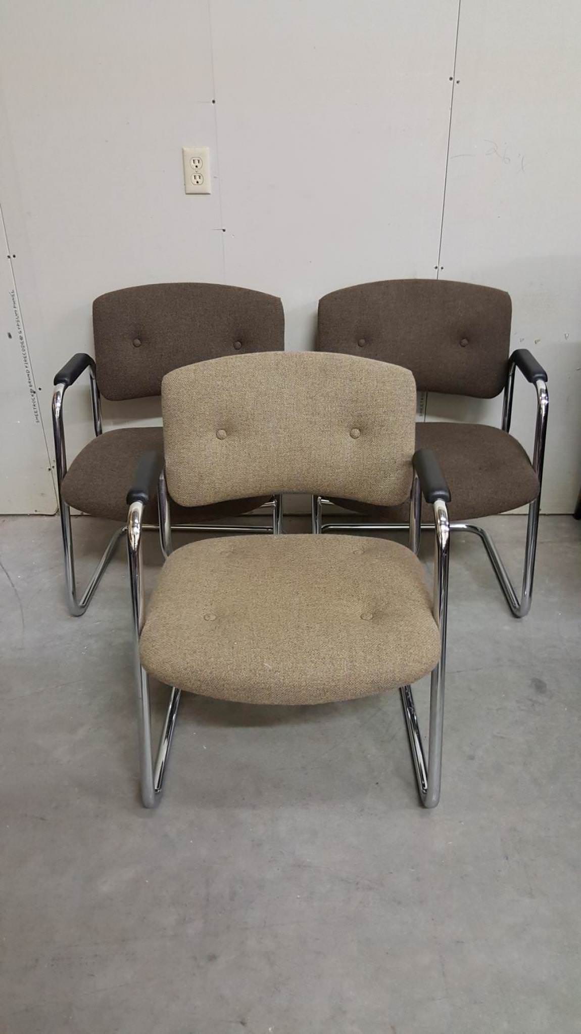Tufted Brown and Chrome Office Guest Chairs
