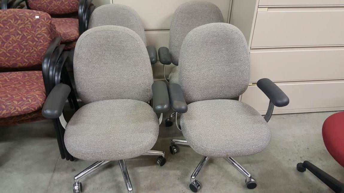 Gray Rolling Office Chairs with Chrome Base
