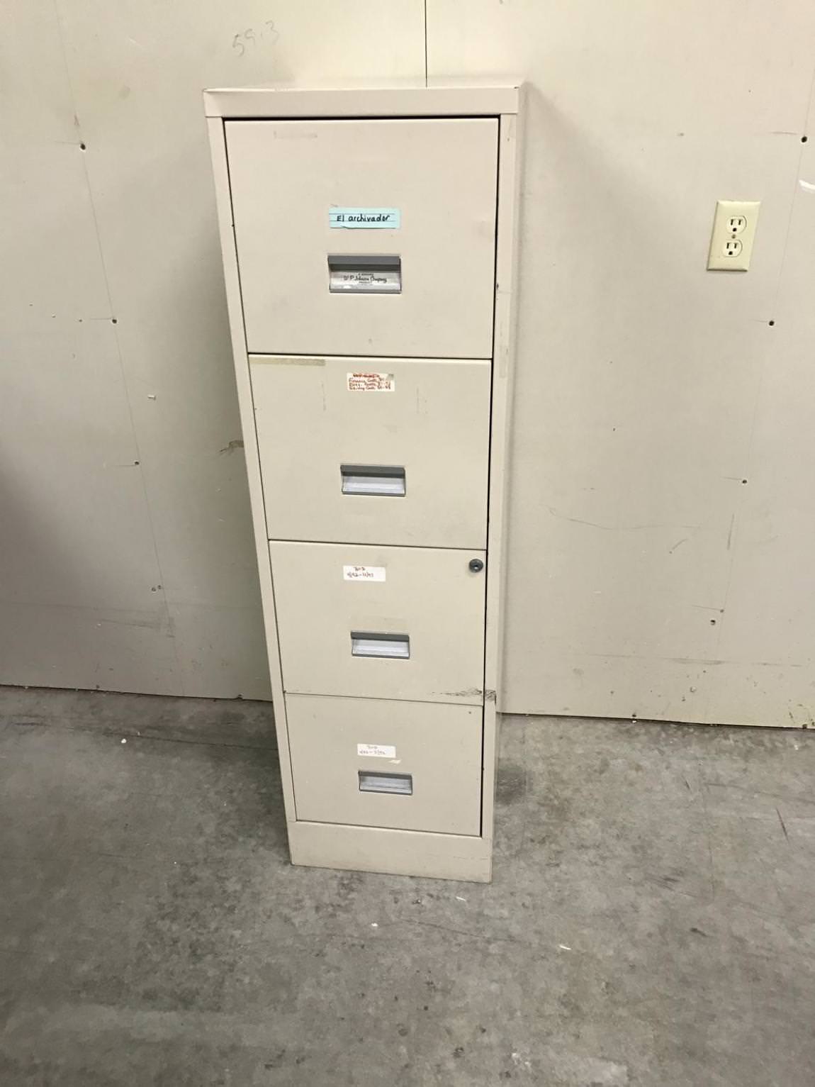 Beige 4 Drawer Filing Cabinet