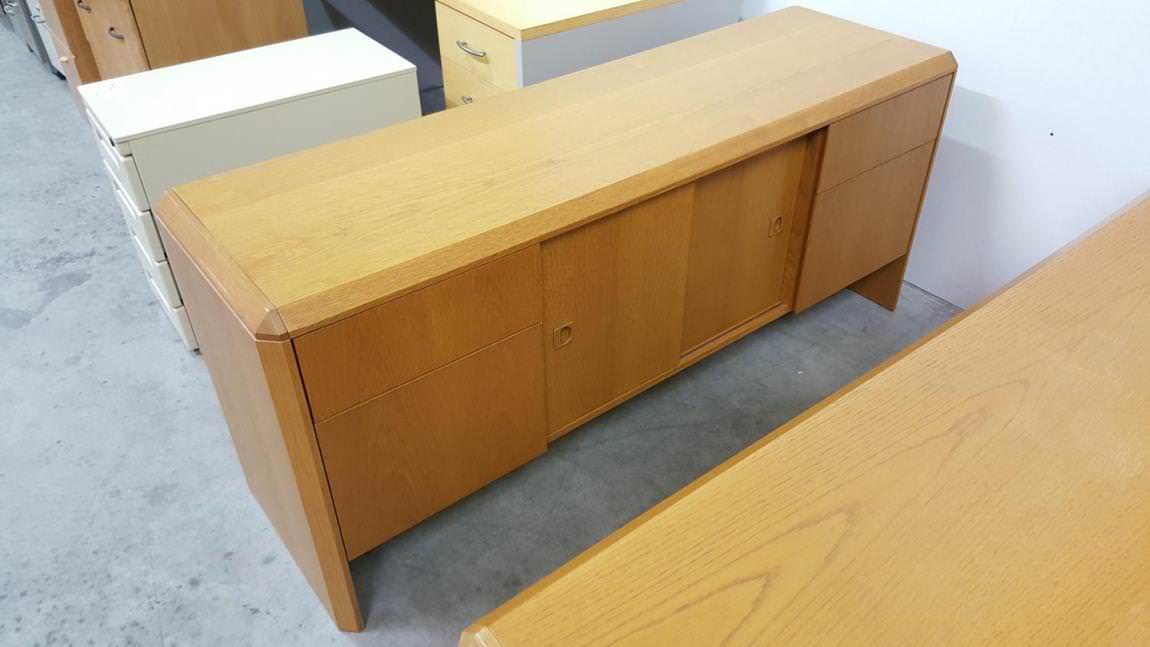 Veneer Storage Credenza with 4 Drawers and Cabinet