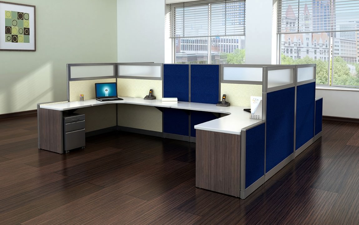 4 Person U Shape Cubicle Desk Workstation