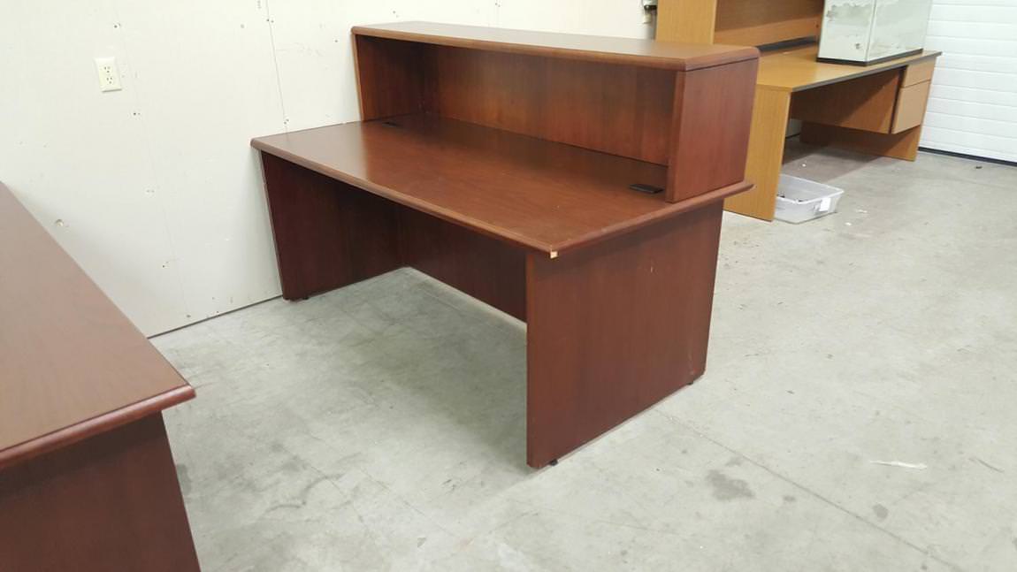 Cherry Reception Desk with Transaction Counter
