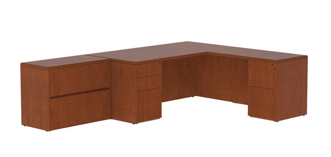 L Shaped Desk with Lateral File Cabinet