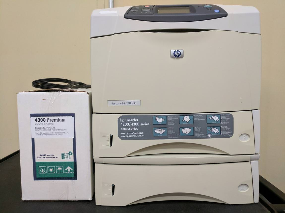 HP 4300DTN Laser Jet Monochrome Printer + Toner