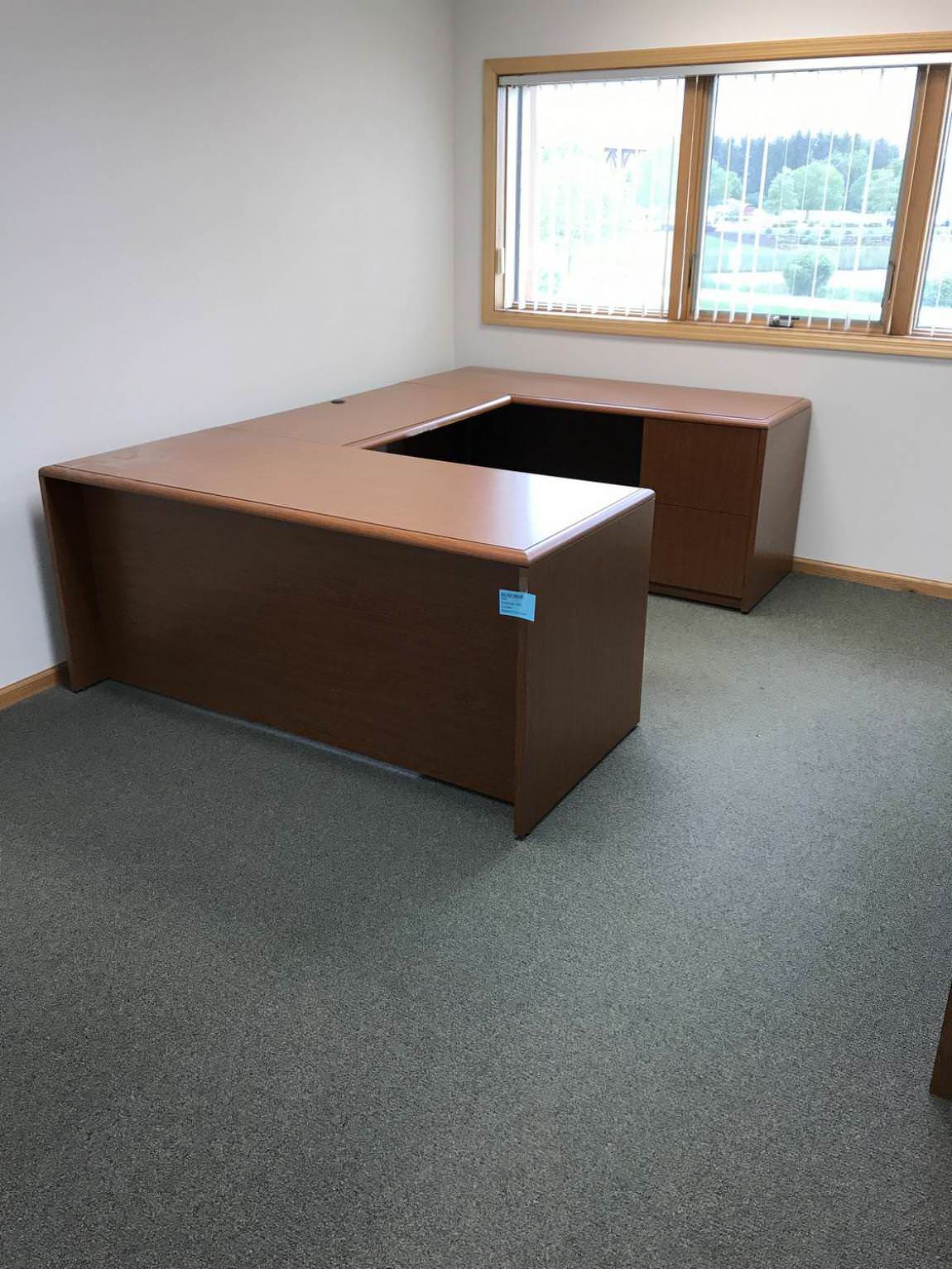 Matching U Shaped Cherry Executive Desks