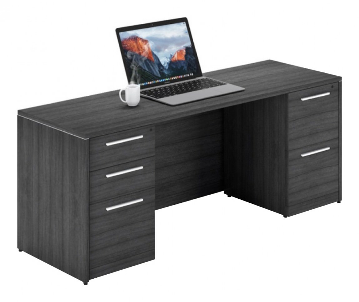 Gray Credenza Desk with Drawers | Potenza by Corp Design
